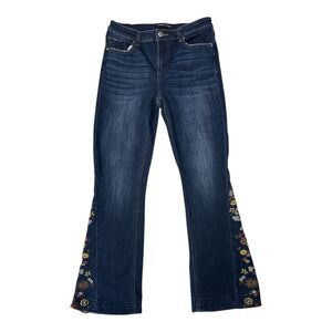 Ashley Mason Premium Women’s Flare Jeans 9/29 Blue Embroidered Boho Denim Pants